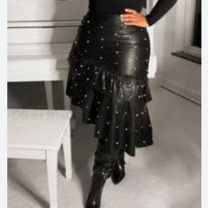 Asymmetrical ruffle beaded skirt